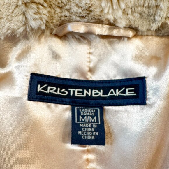 Kristen Blake Faux Fur Vest Silky Lining Gold Tan Cream Women's Size M - Picture 6 of 8